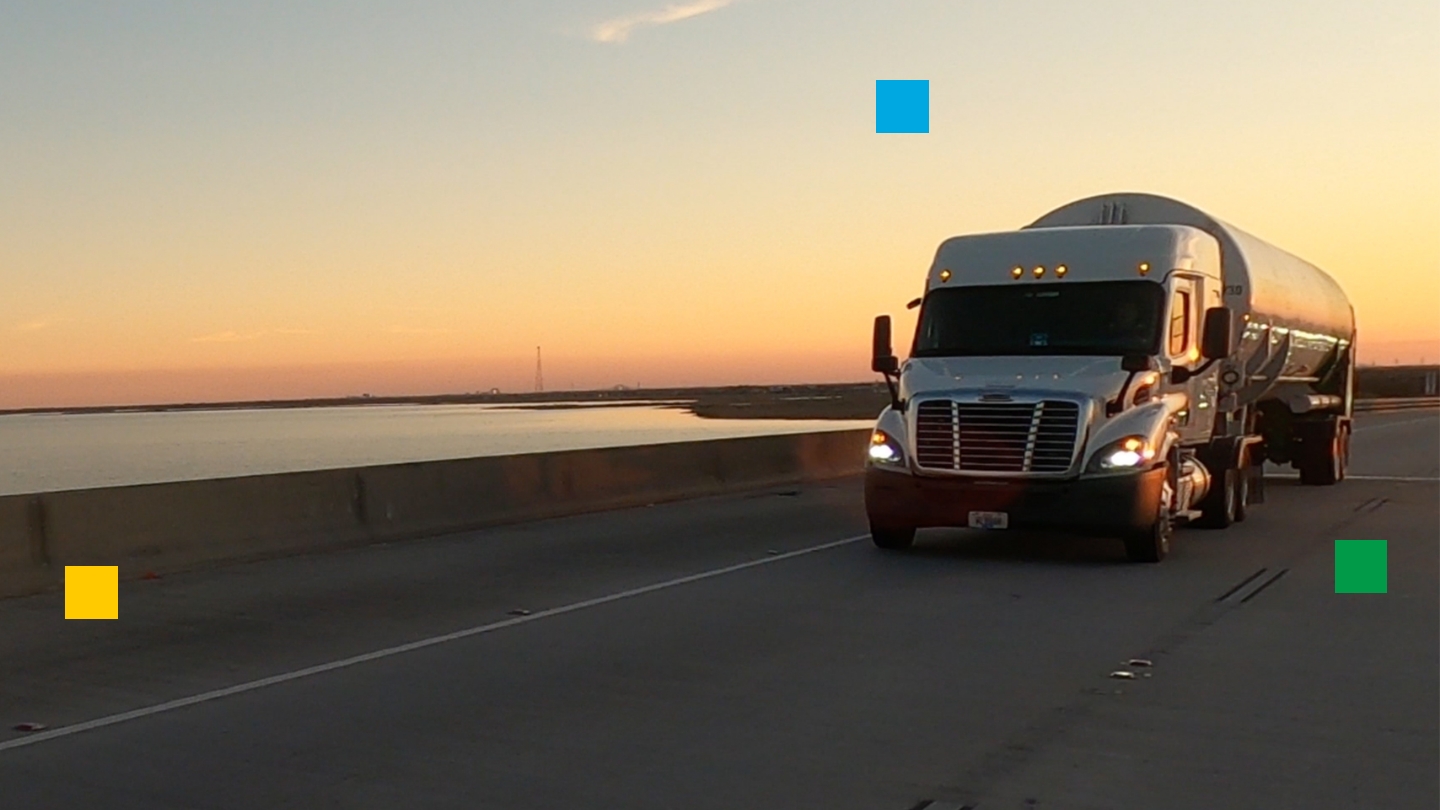 Air Products tanker on highway at dusk