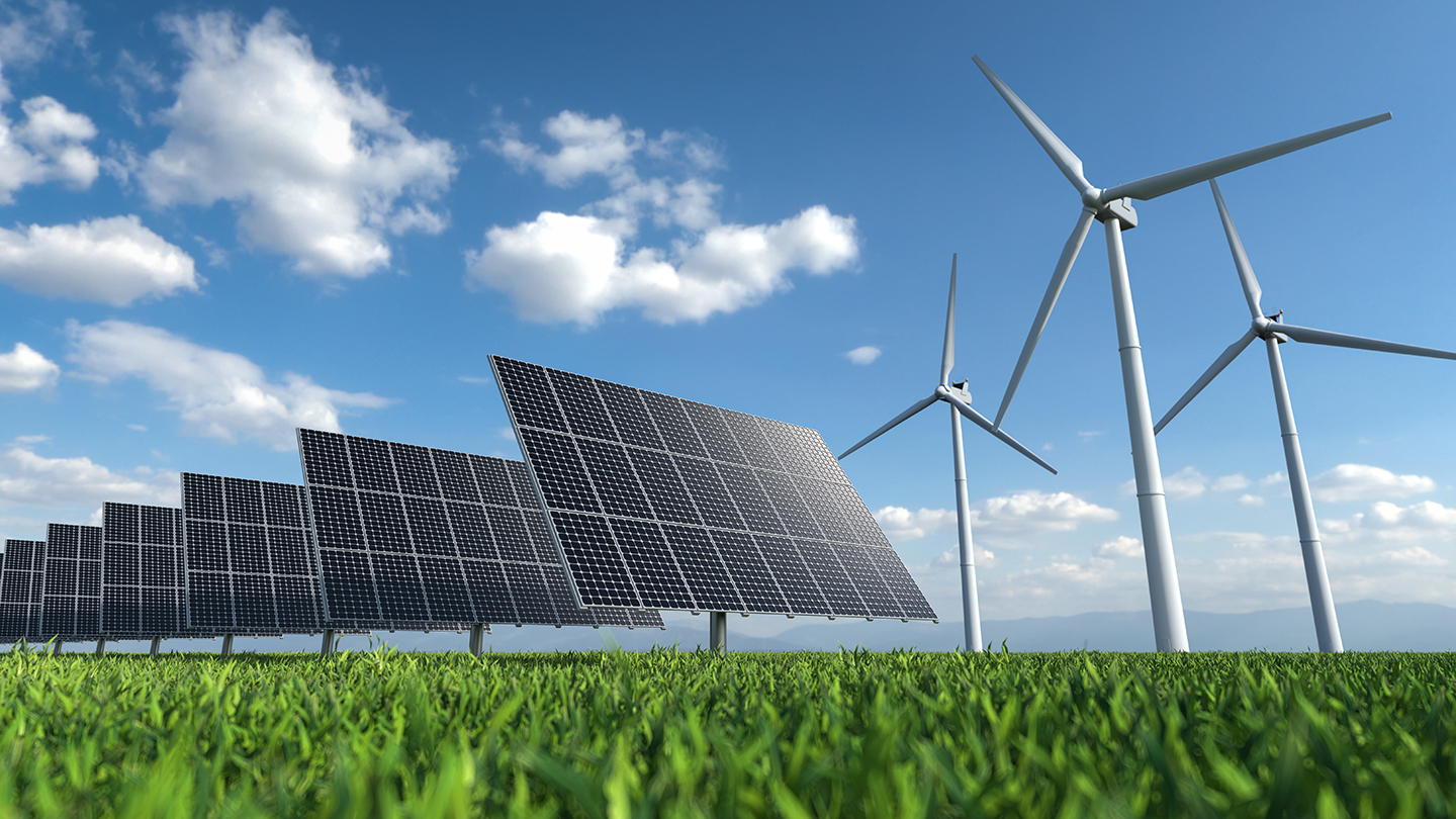 Solar panels and windmills