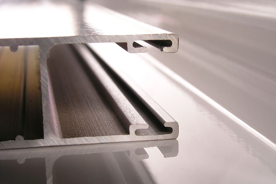 Aluminum extruded part for a window.