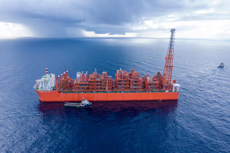 Coral South FLNG (floating liquefied natural gas) facility in Mozambique, Africa